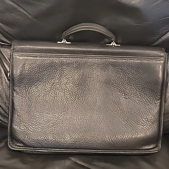 Jack Georges Black Leather Briefcase